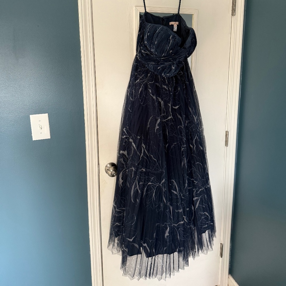 Hutch strapless navy dress with full tulle skirt